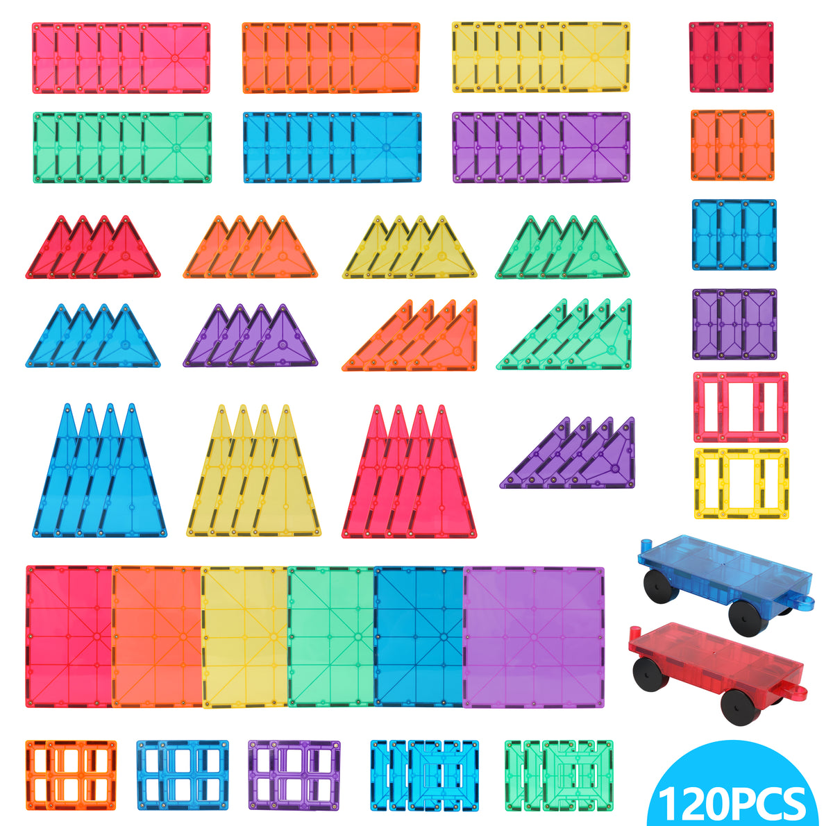 Tytan® 120-Pc Magnetic Tiles & Building Blocks Set - STEM Certified -  Provides Hours of Creative Fun!